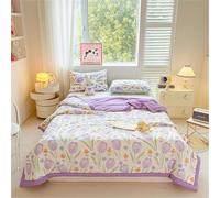 Odot Trapuntino Leggero Singolo Matrimoniale, Copriletto Trapuntato Trapunta Leggera Letto Una Piazza e Mezza Primaverile Estivo Trapuntino Copriletto - Fiori Foglia (Tulipano,150x200cm)