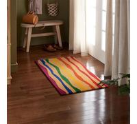 Odot Zerbino Antiscivolo,Zerbino Ingresso Esterno Fondo Gomma, Linea Arcobaleno Tappeto Luffa in PVC Interno Esterno,Tappeto Ingresso Interno Lavabile per Terrazza Corridoio (Colorato,50x80cm)