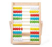 Odoukey Abaco in Legno a 10 File con Perline Multicolori, Strumento per l'apprendimento della Matematica con i Blocchi di conteggio per Bambini dai 3 agli 8 Anni
