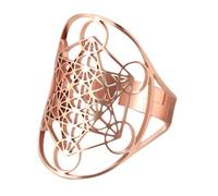 Odoukey Anello cubo di Metatron Anello con geometria sacra scavata per uomo e donna ovale in acciaio inossidabile taglia unica in oro rosa