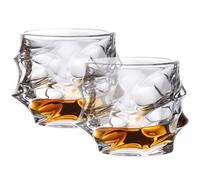 Odoukey Bicchieri da whisky da 2 pezzi da 330 ml, bicchieri da bourbon rock alla moda addensati in, degustazione di trasparenza per uomini da bar di casa