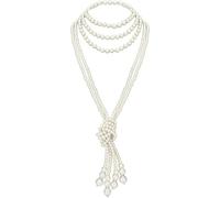 Odoukey Collana lunga di perle Set perle finte con perline Bigiotteria degli anni '20 Collane di lunghe da donna