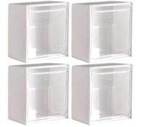 Odoukey Dispenser per cotton fioc da 4 pezzi 3, 4x1, 8'' montato a parete con coperchio ribaltabile, supporto Qtip senza punzonatura per dischetti di cotone, fermagli per capelli, piccoli oggetti