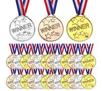 Odoukey Medaglie d'oro per Bambini da 90 Pezzi, medaglie Premio in plastica Resistente allo sbiadimento da 1, 5 Pollici con Nastro da 11, 8 Pollici e Fibbia di Sicurezza