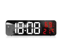 Odoukey Orologio da Parete Digitale a Specchio LED da 9 Pollici con Display della Data e della Temperatura (Senza Batteria)