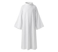 Odoukey Vesti clericali da uomo, abito talare lungo da chiesa, veste sacerdotale per il culto, cerimonie corali e Halloween, bianco, taglia M