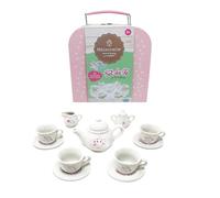 ODS-44022 ODS Maisonelle Set da tè in Ceramica 13 Pezzi, 4 piattini, 4 Tazze, zuccheriera, Porta Latte e teiera con Coperchio. Fantastico Cestino da Viaggio, Colore Rosa, Azzurro, Bianco, media, 44022
