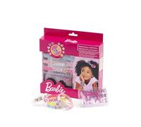 ODS - Barbie Bijoux Collection, Confezione con 5 Braccialetti con Ciondoli e Lettere Componibili, Kit Braccialetti Fai da Te Bambina, Età Consigliata +3 Anni