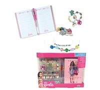 ODS - Barbie, Fashion Set Diario e Gioielli, 1 Mini Diario Scuola con Penna Glitterata e Ciondoli per Creare Braccialetti, Età Consigliata +5 Anni