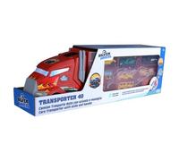 ODS - Silver Wheel - Transporter 40, Camion Porta Auto con 3 Auto in Die Cast a Ruote Libere, Scivolo, Segnali Stradali e Maniglia, Età Consigliabile 3+