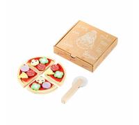 ODS Pizza Take Away, Giocattolo per Bambini in Legno, con Alimenti Attacca e Stacca con Velcro, Diametro 17.5 cm, Età Consigliata +3 Anni