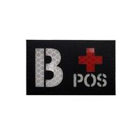 ODSS B Gruppo sanguigno positivo Patch luminose Glow in The Dark IR Riflettente Laser Cut Sangue B + Appliques POS, Tattico Militare Morale Badges Fissaggio Gancio e Loop Supporto