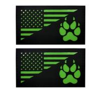 ODSS Toppa riflettente per cani da servizio, con bandiera americana, 9 x 5 cm, si illumina al buio, retro con gancio di fissaggio, badge tattici militari per morale, confezione da 2