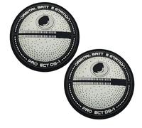 ODSS Toppe orbitali in PVC per stazione di battaglia, tattiche militari da combattimento all'aperto, 8 cm, si illuminano al buio, retro con gancio con anello, confezione da 2, bianco/nero