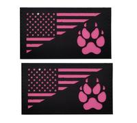 ODSS Toppe riflettenti per cani da servizio con bandiera americana, 8,9 x 4,5 cm, si illuminano al buio, retro con gancio di fissaggio, badge tattici militari per morale, confezione da 2