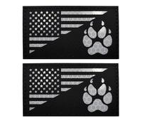 ODSS Toppe riflettenti per cani da servizio con bandiera americana, 8,9 x 4,5 cm, si illuminano al buio, retro con gancio di fissaggio, badge tattici militari per morale, confezione da 2
