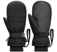 Odtmger Mittens da neve, impermeabili, caldi per lo sci in inverno, rivestiti con cotone spray-laccato e 3M EC120, con cordicella antipersa per genitori e bambini.