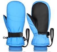 Odtmger Mittens da neve, impermeabili, caldi per lo sci in inverno, rivestiti con cotone spray-laccato e 3M EC120, con cordicella antipersa per genitori e bambini.