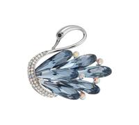 odulu Spilla a forma di cigno con cristalli creati con strass, per uomo, donna, ragazzo e ragazza, idea regalo, 3.6*3.9cm, Metallo