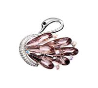 odulu Spilla a forma di cigno con cristalli creati con strass, per uomo, donna, ragazzo e ragazza, idea regalo, 3.6*3.9cm, Metallo