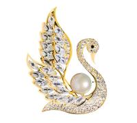 odulu Spilla a forma di cigno con strass, con perle, per uomo, donna, ragazzo e ragazza, idea regalo