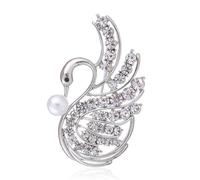 odulu Spilla a forma di cigno con strass, con perle, per uomo, donna, ragazzo e ragazza, idea regalo