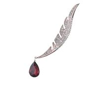 odulu Spilla vintage con piume di strass e ciondolo - Spilla con piume di cristallo per donna, uomo, ragazza, ragazzo, maglione, sciarpa, scialle, vestito regalo, 6.3*1cm, Metallo