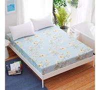 Oduo Lenzuolo sotto con Angoli, Stampa Lenzuola Microfibra Morbido - Lenzuola Coprimaterasso profondità 25cm per Letto Singolo Matrimoniale e Piazza e Mezza (180x200x25cm,Fiori Gialli)