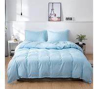 Oduo Set Biancheria da Letto in Microfibra Morbida -Set Copripiumino Matrimoniale Singolo, Tinta Unita, Stile Moderno semplicità Copripiumino con Cerniera e Federe (Azzurro,200x230cm-3pcs)