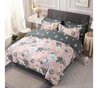 Oduo Set Biancheria da Letto Stampato Pianta Floreale Moderna, Copripiumino con Cerniera e Federe, Set Copripiumino Microfibra per Letto Singolo per Letto Matrimoniale (Rosa Elegante,200x200cm)