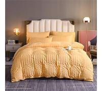 Oduo Set Copripiumino in Seersucker Singolo Matrimoniale Tinta Unita Classico Microfibra Biancheria da Letto Morbida con 1 Chiusura a Cerniera Copripiumino & Federe (200x230cm-3pcs,Giallo)