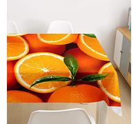 Oduo Tovaglie da Tavolo Impermeabile Poliestere Rettangolo, Tovaglia Stampata a Prova di Olio e Sporco, Tavolo da Pranzo per Cene e Feste di Compleanno - Tovaglia Stampa Frutta (Arancia,90x90cm)