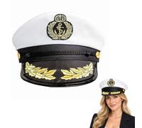 ODZFOS accessori barca Cappello da Marinaio,Cappello da Capitano Regolabile,Costume da Marinaio Accessori per Yacht Donna Uomo Cosplay Halloween Carnevale, Costume per adulti e bambini