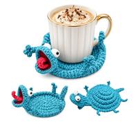 ODZFOS Crochet Lizard Coaster,3D Funny Animal Mug Rugs,Assorbente,Proteggi il Desktop,Accessori da Scrivania Stravaganti per Giocherellare,Regalo per Amanti dei Rettili(B)