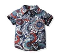 Odziezet Bambini Spiaggia Casual Magliette,Bambino Hawaiana Maniche Corte Camicia,Bimbo Estive Camicie,Bimbi Floreali Maglietta,Ragazzo Bottoni Tempo Libero Vestiti,6 Mesi-9 Anni