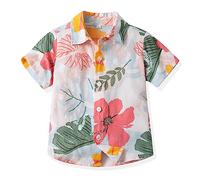 Odziezet Bambini Spiaggia Casual Magliette,Bambino Hawaiana Maniche Corte Camicia,Bimbo Estive Camicie,Bimbi Floreali Maglietta,Ragazzo Bottoni Tempo Libero Vestiti,6 Mesi-9 Anni