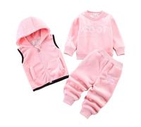 Odziezet Bambini Vestiti Caldi Bambini Tuta Gilet Senza Maniche Con Cappuccio Bambino Inverno Tre Pezzi Vestiti Bambino Manica Lunga Felpa Pantaloni Set Bambini Cartone Animato Orso Vestiti 0-4 Anni