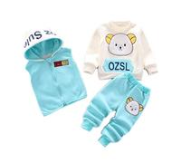 Odziezet Bambini Vestiti Caldi Bambini Tuta Gilet Senza Maniche Con Cappuccio Bambino Inverno Tre Pezzi Vestiti Bambino Manica Lunga Felpa Pantaloni Set Bambini Cartone Animato Orso Vestiti 0-4 Anni