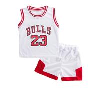 Odziezet Completini Da Bambini Infantile Abitini Pallacanestro Estiva Coordinati 2 Pezzi Canotte + Pantalocini 6-7 Anni, Bianco