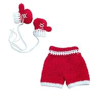 Odziezet Neonati Puntelli Fotografia Ragazzi Ragazze Lavorate Maglia All'uncinetto Boxe Guantoni Pantaloni Set Bambini Regalo Bagno Regalo Bambini Simpatici Mensili Morbidi Abiti 0-3 Mesi