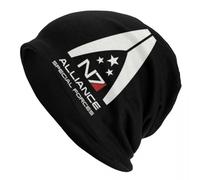 OEBANQGIV Cappelli Personalizzati Mass Effect Skullies Cappelli Cappellini Hip Hop Invernale Caldi Cappelli a Maglia Adulti Unisex Alleanza Forze Speciali N7 Cappelli