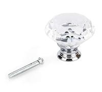 OEBUAFI 16 Pomelli in Cristallo, Eleganti Maniglie per Cassetti a Forma di Diamante per Armadi e Cassettiere, Dimensioni 40 Mm