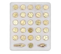 OEBUAFI 26 Lettere Punta di Intaglio Alfabeto in Ottone, Personalizzazione, Accessori a Legna, per Legno, Pelle, Carta, Branding, Fai -da -te, Artigianato, Pirografia