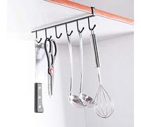 OEBUAFI Appendibicchieri Portabicchieri Appendiabiti Gancio per Appendere Armadietto Portabicchieri Organizzatore in Ferro a 6 Ganci con Finitura Resistente Alla Ruggine per, Bagno, (BLACK)
