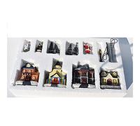 OEBUAFI Box/Cover del Villaggio di Natale Ornamenti in Resina Edifici di Babbo Natale a LED Atmosfera Calda e Sognante Decorazioni Natalizie - 8,5x2,95x14,3 Pollici (2a Generazione)