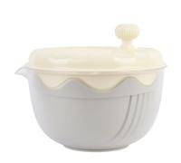 OEBUAFI Centrifuga per Insalata e Verdure - Essiccatore Manuale con Cestello di Drenaggio Integrato e Manovella, Ideale per Lavare e Asciugare Ortaggi, Frutta e Verdura a Foglia (Bianco crema)