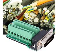 OEBUAFI Connettore Maschio Durevole da DB15 a Morsettiera, Set da 2 Pezzi per un Cablaggio Semplice, Adatto per Collegamenti Cavi 12-22 AWG