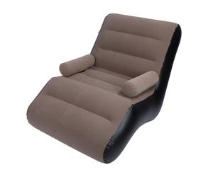 OEBUAFI Divano Gonfiabile con Superficie Morbida e Floccata, Poltrona a Sdraio Portatile Leggera per viaggiare. Divano Gonfiabile Multifunzionale per il Relax (BROWN)