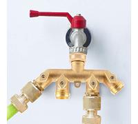 OEBUAFI Durable Brass 4-Way Hose Splitter with Ball Valves for Efficient