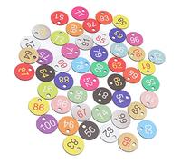 OEBUAFI Etichette Numeriche Rotonde in Plastica da 50 Pezzi, Materiale ABS Leggero Riutilizzabile con Piccolo Foro per un Facile Accesso, per Apicoltura Allevamento di Bestiame Ufficio (51-100)